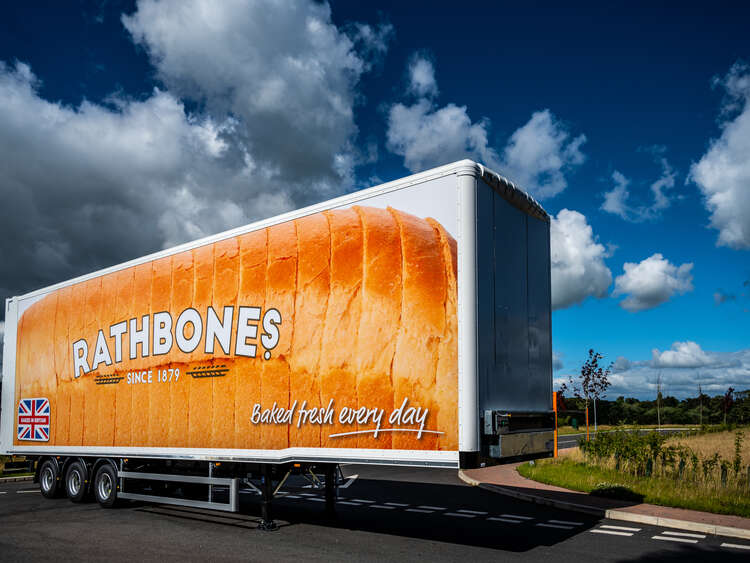 Morrisons Rathbones trailer with bread graphics